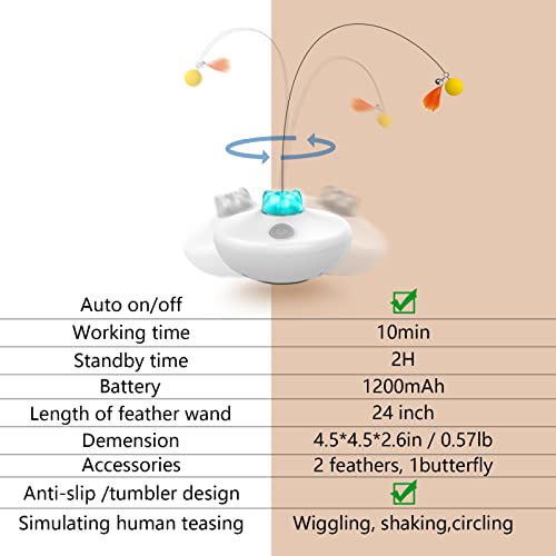 Oxawo Interactive Cat Toys Cat Exercise Tumbler, Rechargeable Cat Toys for Indoor Cats Spin Butterfly Game Teasing Kitty, ...