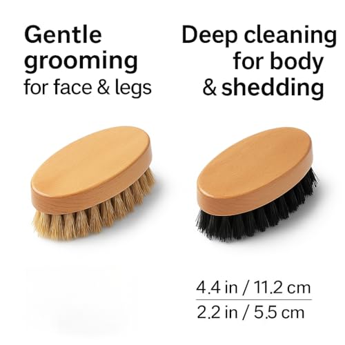Goat Brushes for Grooming 2 Pack, Wooden Livestock Brush Set for Goats, Sheep, Calves, Horses, Dogs and Pigs, Soft Boar Br...
