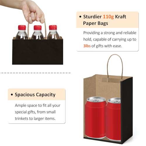 BagDream Kraft Paper Bags 25Pcs 5.25x3x8 Inches Small Paper Gift Bags with Handles Bulk for Party Favor, Retail, Merchandi...