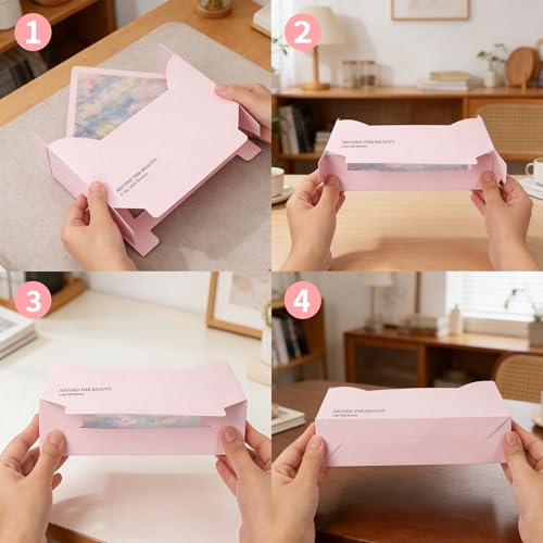 Amalee 10 Pack Pink Flower Bouquet Envelope Boxes with Greeting Cards, Premium Cardboard Floral Gift Boxes for Arrangement...