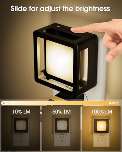 FONSHUKYY LED Night Light - Plug Into Wall [2 Pack] - with Dusk-to-Dawn Sensor 3000K Warm Lights - Adjustable Brightness f...