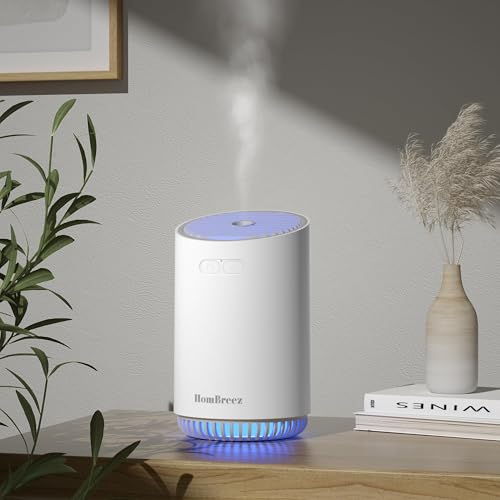 HomBreez Portable Aromatherapy Diffuser 280ml, Rechargeable Essential Oil Diffuser with LED Light, Cool Mist Humidifier wi...