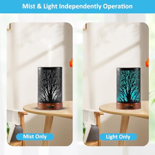 Essential Oil Diffuser - 150ML Metal Aromatherapy Diffuser for Essential Oils with 7 Colors Lights Gifts for Mom Auto Shu...