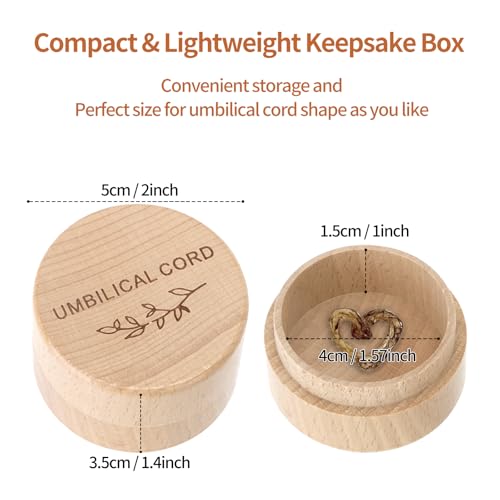 Umbilical Cord Keepsake Box Engraved Baby Memory Box for Umbilical Cord Storage Easy Open First Haircut Keepsake and Round...