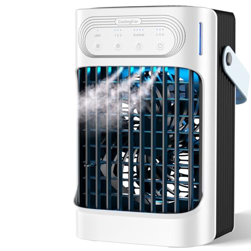 Portable Air Conditioners Cooling Fan, 800ml Mini Air Conditioner Portable AC Unit with 3 Cool Mist & Speeds, 7 Night Ligh...