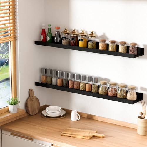 upsimples Floating Shelves for Wall, Wall Shelves for Decor Storage Set of 6, Wall Mounted Wood Shelf for Bedroom, Living ...