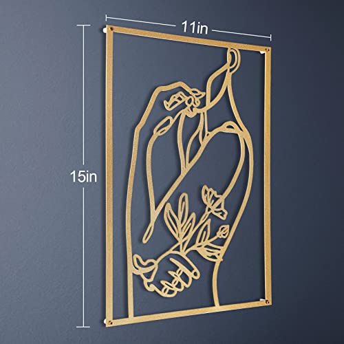 AGIOTA 3 Pcs Gold Wall Decor Above Bed Minimalist for Living Room Metal Line Art - Female Body, Gold Room Decor for Bedroo...
