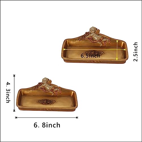 S-MANTIS Vintage Tray Antique Trinket Dish, Small Rectangular, Ring Holder With Cherub and Floral Design,Jewelry Or Cosmet...