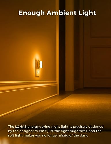 L LOHAS LED Night Lights Plug into Wall 2-Pack, 0.3W Plug in Night Light, Dusk to Dawn, 2000K Amber Light, Sleep Aid Night...