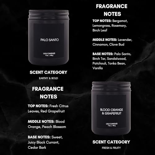 Lulu Candles | 4 Pack Scented Candles Gift Set | Gift Set for Home, Men, and Women | Jasmine, Oud & Sandalwood, Blood Oran...