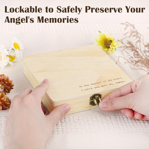 Ceiner Miscarriage Gifts for Mothers, Memorial Box for Pregnancy Loss, Wooden Angel Baby Keepsake with Storage for Photo &...