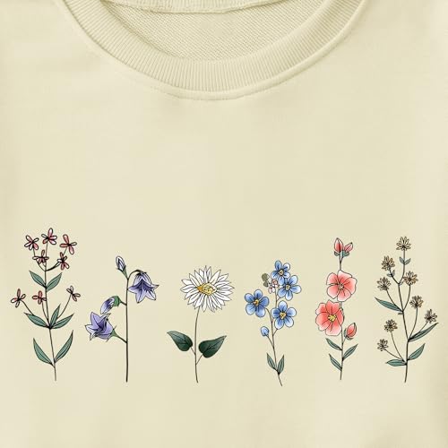 Lytiarul Flower Graphic Sweatshirt for Women Floral Printed Vintage Long Sleeves Shirt Crewneck Hoodie Loose Pullovers Tops