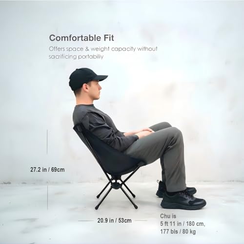 Lightweight Portable Essential Compact Camping Chair,Sturdy with X-Frame,120kg Capacity,Foldable with Carry Bag,Quick Setu...
