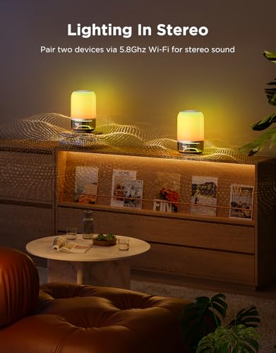 Govee Table Lamp 2 Pro x Sound by JBL, Smart Cordless Table Lamp with Speaker, Music-Light Sync, 16 Music Modes & 100+ Sce...