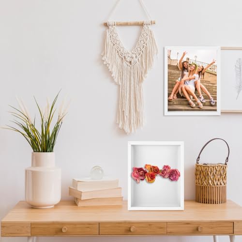 QWORK 8 x 10in Shadow Box Picture Frames - MDF Wood with Acrylic Front, 3 Pack Square Shadow Boxes Display Cases for Photo...