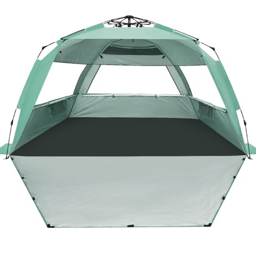 WhiteFang Deluxe Pop Up Beach Tent Sun Shade Shelter for 3-4/5-6 Person, UV Protection, Extendable Floor with 3 Ventilatin...