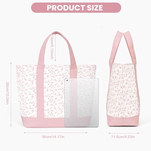 jingyuKJ Small Tote Bags for Women Floral Canvas Tote Handbag Cute Coquette Top Handle Purse for Everyday