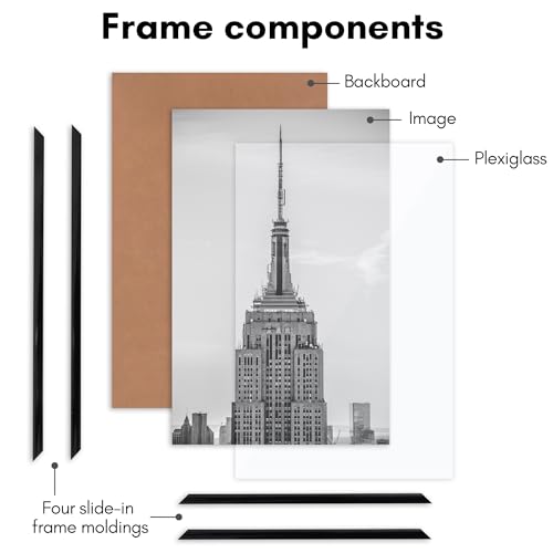 Americanflat 11x17 Picture Frame with Polished Front Cover - Set of 3 - Slide-In Photo Frame with Buildable Molding - Fusi...