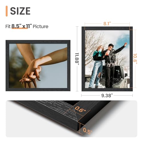 upsimples 8.5 By 11 Picture Frame, Wall Gallery Photo Frames with Engineered Wood, Black 1 Pack