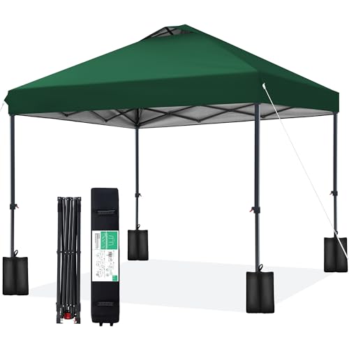 JEAREY 10x10 Pop Up Canopy Tent, Heavy Duty Outdoor Canopy with 1-Push Instant Setup, Commercial Tent with Roller Bag, 4 S...