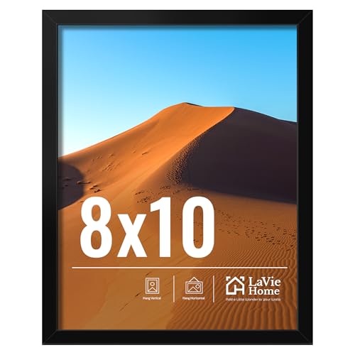 LaVie Home 8x10 Picture Frame for Wall Display, 8x10 Black Picture Frame with HD Plexiglas, 8 x 10 Poster Frame 1 Pack, Di...