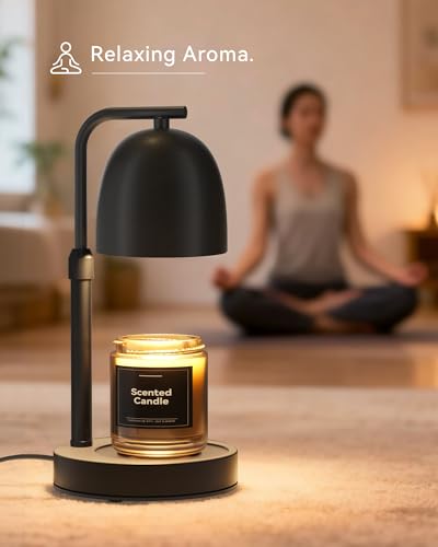 LISUNAR Candle Warmer Lamp with Timer Dimmable, Adjustable Height Black Candle Warmer for Jar Candles, Birthday Gifts for ...