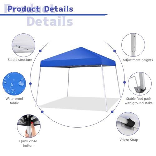 Oneofics Canopy Tent, 10X10 FT Pop Up Canopy Outdoor Instant Tent Slant Legs with Carrying Bag, Portable Gazebo Shelter fo...