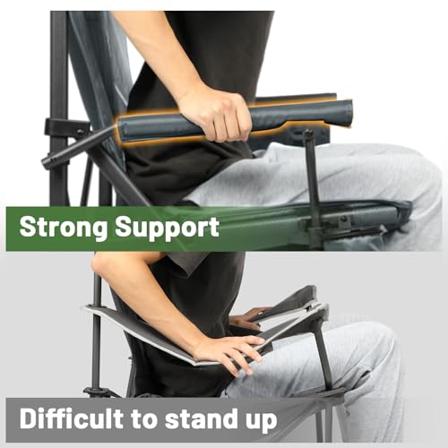 TIMBER RIDGE Oversized Folding Camping Chair High Back Heavy Duty for Adults Support up to 500lbs with Cup Holder, Side Po...