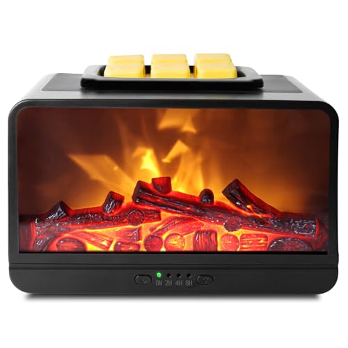 EQUSUPRO Wax Melt Warmer Electric Burner - Flame Fireplace Candle Wax Warmer, Wax Melter for Scented Wax with 4 Timer, Dyn...