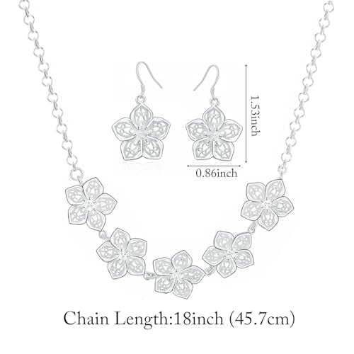 3 Circles Silver Hoop Earrings and Necklace Set for Women - 925 Plated Hypoallergenic Small Hoops