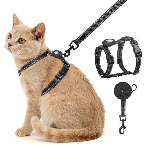 SCENEREAL Cat Harness and Leash Set Escape Proof with Airtag Holder, Reflective Pet Harnesses for Walking, Adjustable Soft...