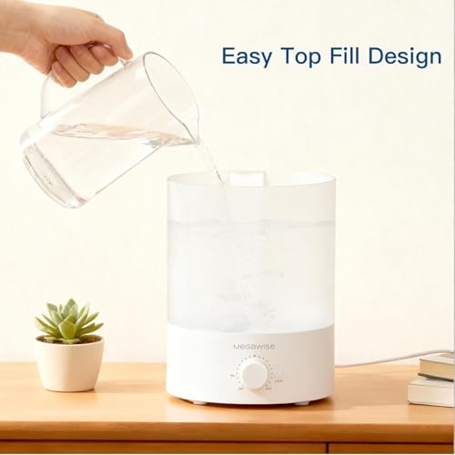 MegaWise Cool Mist Humidifiers for Babies, Bedroom, Nursery, Home and Office | Super Quiet Ultrasonic Vaporizer, Large To...