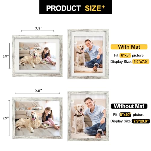 TOFOREVO Picture Frames 8x10 Set of 2 Distressed White Wood Grain Photo Frame for Gallery Wall Mounting or Tabletop Display