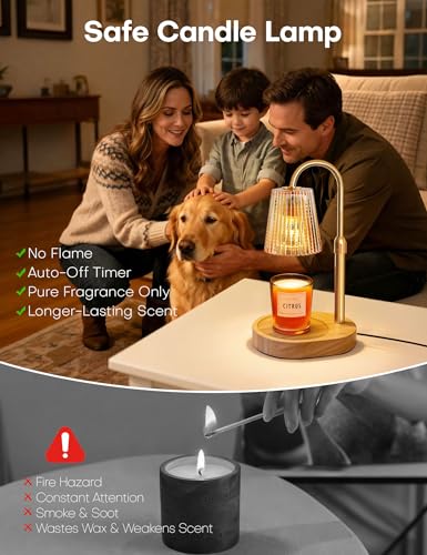 YCCZSZO Candle Warmer Lamp with Timer Dimmer Adjustable Height, Electric Wax Melts Warmer for Jar Candles, Birthday Christ...