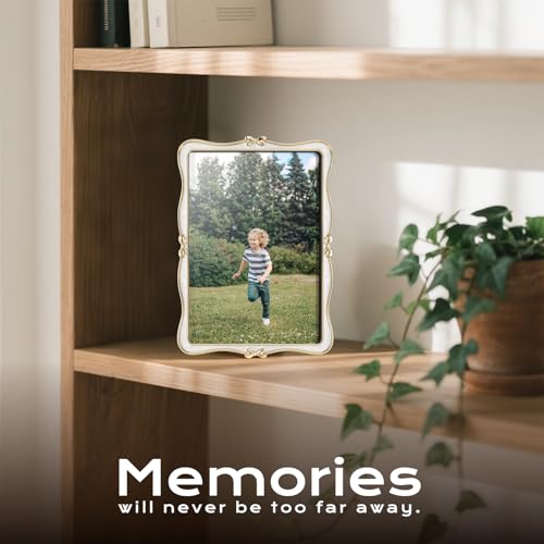 Mulumu Metal Bow Picture Frame 5x7 Photo Frames with High Definition Glass Front Gift Ideas Tabletop Home Decorative, Gold...