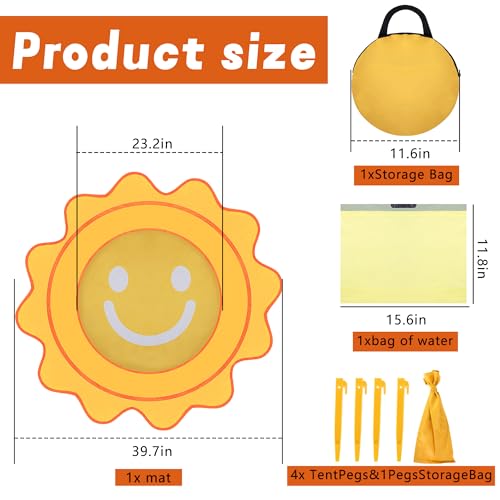 RunNico Pop Up Beach Pool, Portable Toddler Beach Pit with Water Bag and Storage Bag, Cute Shape Beach Pool Puddle for Out...