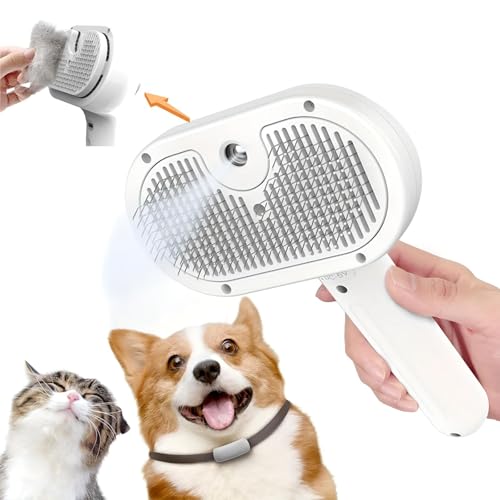 CRAFTIVIO 3-in-1 Cat Steam Brush – Pet Grooming & Shedding Comb with Gentle Steam Spray, One-Click Hair Release, Steam Pet...