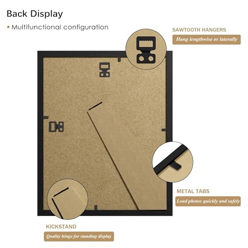 PEALSN 8x10 Picture Frame Set of 15, Wall Gallery Photo Frames for Wall Mounting or Tabletop Display, Black