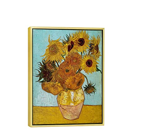 Wieco Art Framed Wall Art Canvas Prints of Sunflower by Vincent Van Gogh Paintings Reproduction Abstract Wall Decorations ...
