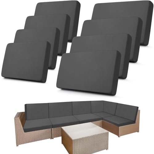 Newwiee 8 Pcs Stretch Patio Outdoor Cushion Covers Replacement for 4 Backrests and 4 Patio Cushions Covers, Waterproof Cou...