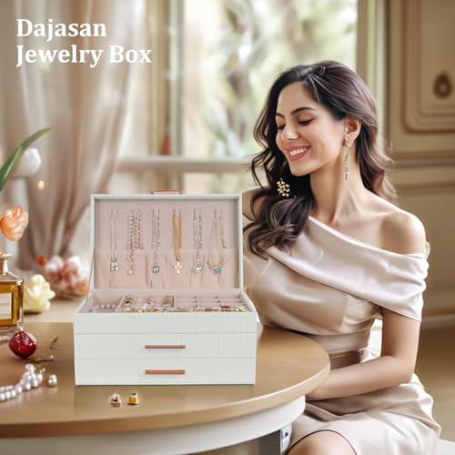 Dajasan Jewelry Box Organizer, 3-Tier Large Jewelry Storage Organizer with 2 Drawers, Space-Saving Jewelry Boxes for Wome...