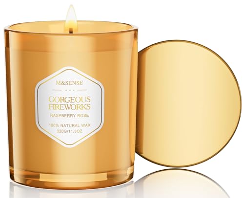 M&SENSE Gorgeous Fireworks Floral Scented Candle, 11.3oz Aromatherapy Gifts 70 Hours Long Lasting Burn, Cotton Wick Natura...