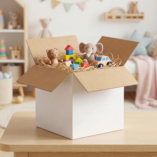 Hoikwo 15 Packs 12x8x7 Large Thin Shipping Boxes, White Big Corrugated Cardboard Box Set for Small Business for Packaging ...