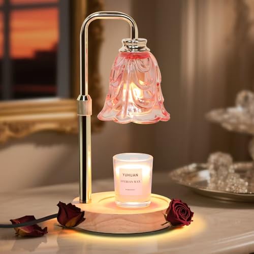 Candle Warmer Lamp with Timer Electric Adjustable Height Candle Warmer Dimmable Wax Warmer Lamp Jar Candles with 2 Bulbs f...