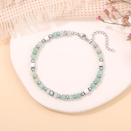 JoycuFF 𝗚𝗶𝗳𝘁𝘀 𝗳𝗼𝗿 𝗪𝗼𝗺𝗲𝗻 𝗠𝗼𝗼𝗻𝘀𝘁𝗼𝗻𝗲 𝗕𝗿𝗮𝗰𝗲𝗹𝗲𝘁 Amazonite Colorful Imperial Jasper Stainless Stee...