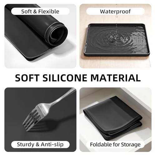 BELOCHU Water Cooler Mat 19.7x19.7 Inch - Soft Silicone Mat with Raised Edges, Waterproof Silicone Tray to Prevent Leak & ...