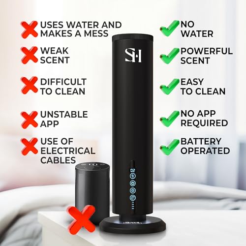 Hotel Waterless Scent Diffuser, Tower Design Upgrade 2026 | Rechargeable Battery Cold Air Oil Diffuser for Large Homes, Of...