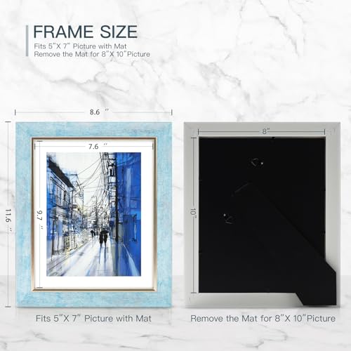 XUANLUO 8x10 Picture Frames Set of 4 Rustic Retro Photo Frame with HD Plastic Cover for Wall Mount and Tabletop Display Fa...