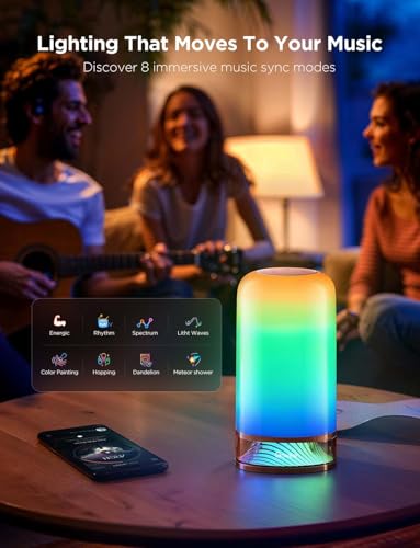 Govee RGBIC Smart Table Lamp 2, Touch Bedside Small Table Lamp Compatible with SmartThings, Matter, Alexa, Desk Lamp with ...