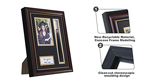 ELSKER&HOME 8.5 x 11 Graduation Frame with Tassel Holder for 4x6 Photo| 8.5x11 Shadow Box Picture Frame, Graduation Mahoga...